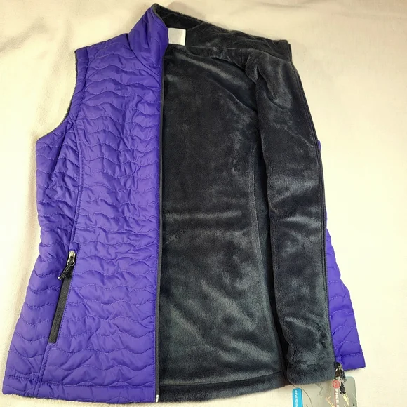 Free Country Purple Iris Reversible VEST Womens Size S Quilted Fleece Full Zip - Picture 12 of 15